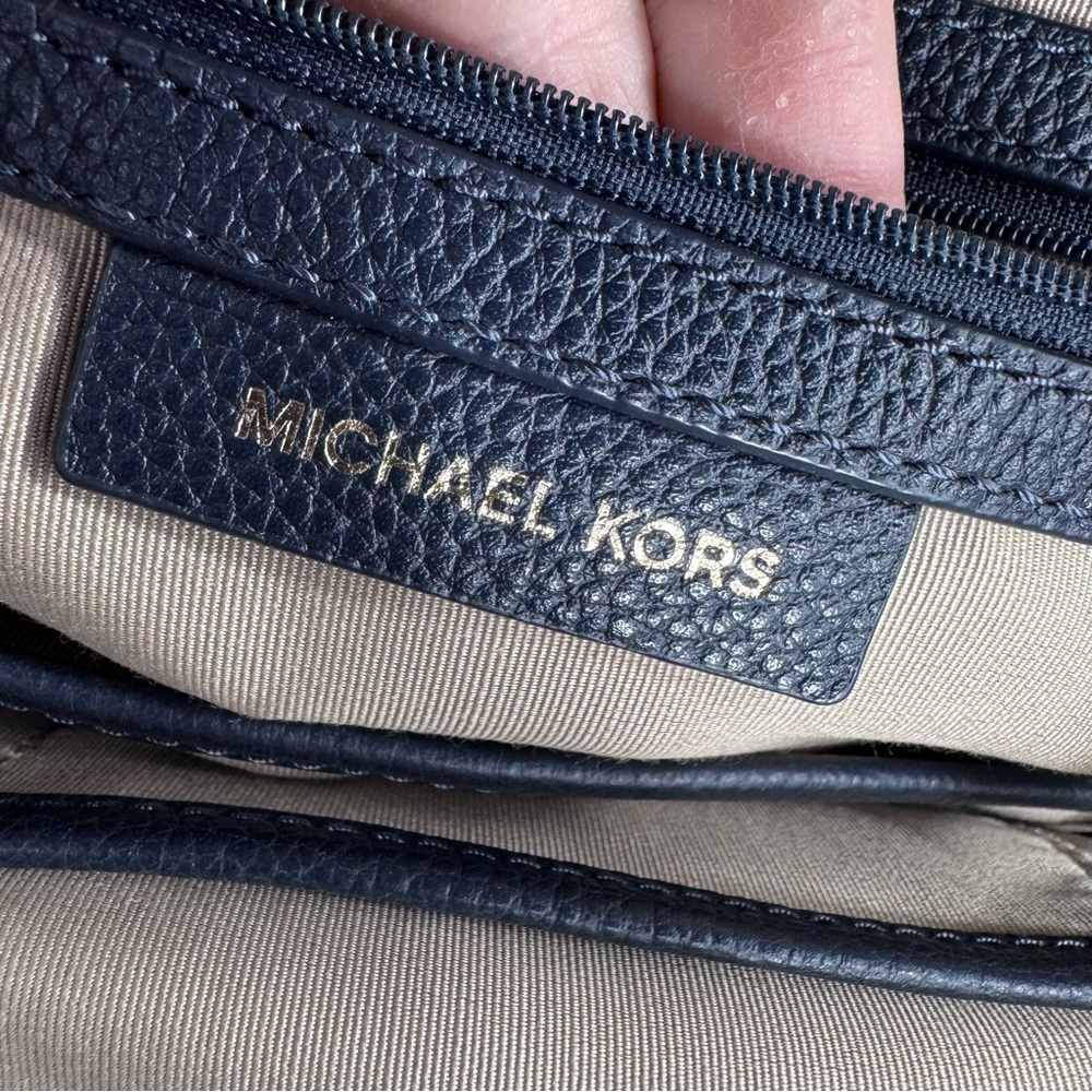 Michael Kors Junie Backpack Admiral Optic‎ White Leather Blue Bag - Picture 11 of 14